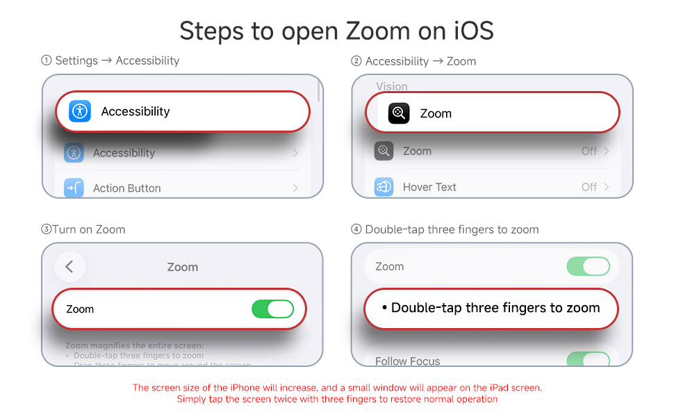 Ios system turns on zoom to make the screen clean and dot-free.