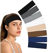 HiRui 8PCS Headbands for Women, Non-Slip Sports &amp; Yoga Headbands, Soft Cotton Cloth Stretchy Swea...