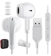 USB Earbuds with Microphone for PC 2.3M in-Ear USB Headphones for Computer Noise Isolation Hi-Fi ...
