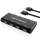 USB 3.0 Switch Selector,ABLEWE KVM Switcher Adapter 4 Port USB Peripheral Switcher Box Hub for Mo...