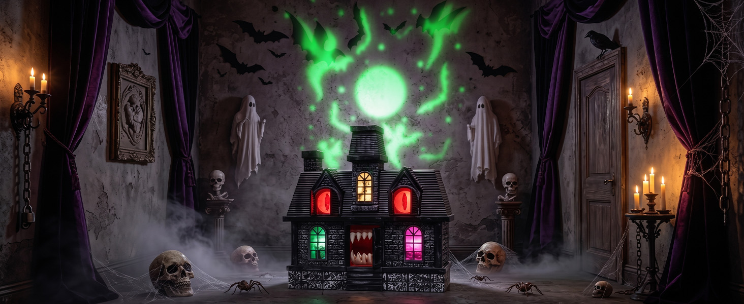 Halloween Projection Haunted House Decor, Colorful Lights