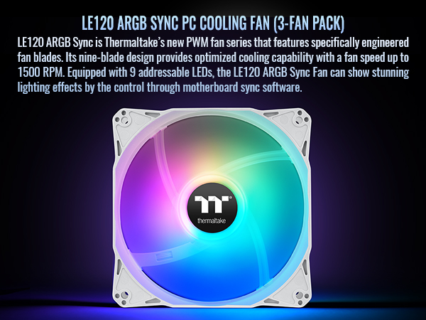 LE120 ARGB Sync PC Cooling Fan White (3-Fan Pack)