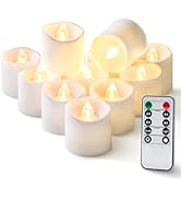 Homemory 12Pack 400+Hour Remote Control Flameless Candles, 2/4/6/8H Timer Led Votive Candles, Bat...