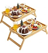 Pipishell Bamboo Bed Breakfast Tray with Foldable Legs, Handles, Ideal for Kids, Couples, Sofa, E...