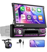 2G 64G Single Din Car Stereo Flip Out Touchscreen Wireless Carplay Android Auto, Driauto 7 Inch A...