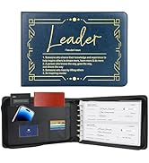 Zippered Business Checkbook Binder, Premium PU Leather Organizer with 2 Loose-Leaf Binder Pockets...