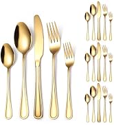 A · HOUSEWARE Gold Silverware Flatware Set for 4 Person Luxury Stainless Steel Cutlery 20 Pieces ...