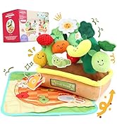 Plush Fruit Tree Toddler Learning Playset for 1 Year Old, Montessori Toys with Rattle Crinkle Tex...