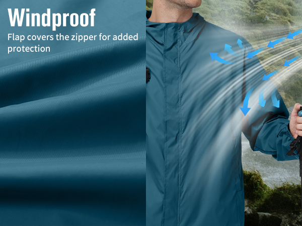 Windproof, Flap covers the zipper for added protection