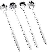 QNCIGER 7-Inch 4 Pcs Flower Spoon Coffee Teaspoon Set, Drink Stirring Spoon for Espresso, Coffee,...
