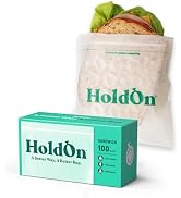 HoldOn Compostable Zip Lock Sandwich Bags, 100 Bags - Leak Proof Sandwich Size Storage Bags for T...