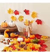 SITUMEIZI 71 Pcs Fall Mini Pumpkins Decor Set Mini Artificial Gourd Fall Leaves Pine Cones Acorns...