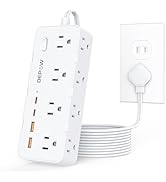 DEPOW 2 Prong Power Strip, 2 to 3 Prong Outlet Adapter with 8 AC & 4 USB Ports (2 USB C), 5FT Ext...
