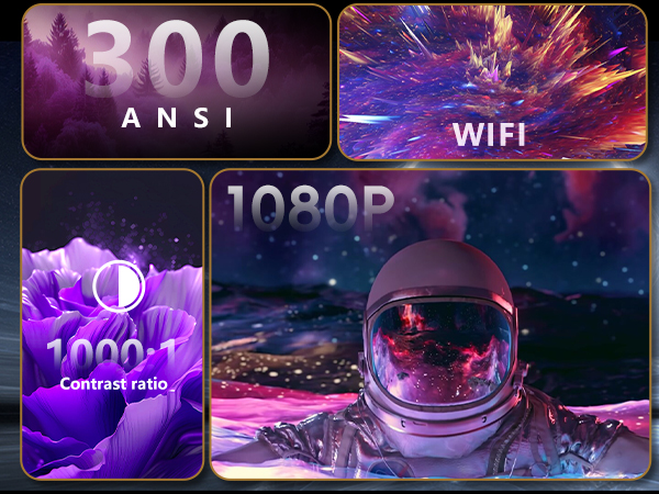 xbj mini projector with wifi and bluetooth 300 ansi built-in apps for bedrooms camping