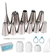 Kasmoire 11 Pcs Extra Large Piping Tip Set,Stainless Steel Cake Decorating Icing Tips Nozzles,Pro...