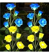 Etre Jeune Solar Garden Lights - Realistic 20 Rose Waterproof Solar Flowers for Outside Patio Yar...