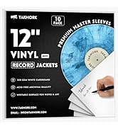 TAKMORK 12-Inch Blank LP Vinyl Record Jackets, 350gsm Heavyweight Cardstock Album Covers with 4mm...