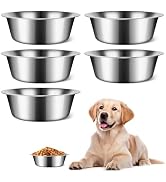 Estleys 5 PCS Large Stainless Steel Dog Bowls, 8.3inch Metal Dog Bowl, Pet Puppy Food Water Bowl ...