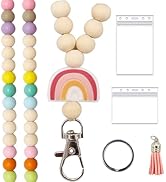 Wooden Beaded Lanyard, Teacher Lanyard with ID Holder, Lanyards for Id Badges Women, Fashion Colo...