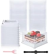 QTLCOHD 100 Pcs 3.5 Inch Mini Cake Box, Clear Plastic Cupcake Cookie Boxes, Single Muffin Dessert...