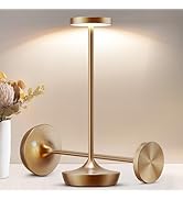 2 Pack LED Cordless Table Lamp Rechargeable,Outdoor Battery Operated Desk Lamp Touch 3 Color Dimm...