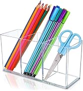 Banafich Acrylic Pen Holder for Desk, Plastic Pencil Holder for Desk, Small Desk Organizer for Ho...