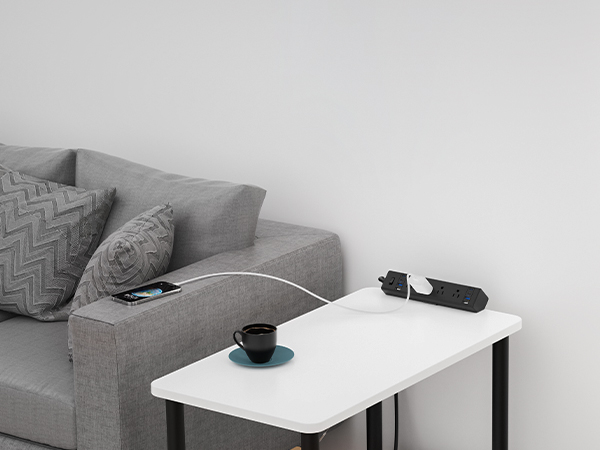 Nightstand Edge Mount Surge Protector Power Strip