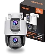 Tenda Wi-Fi Outdoor Camera 2K+2K, 360° PTZ Surveillance Camera with Dual Lens, FHD Auto Tracking,...