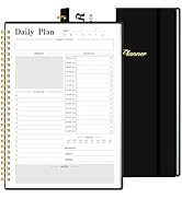 Daily Planner Undated, To-Do List Notebook with Hourly Schedule, Spiral Appointment Organizer Cal...