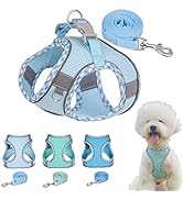 Reflective Puppy Dog Harness and Leash Set, Soft Breathable Lightweight Pet Vest Cat Halter for X...