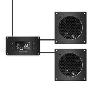 AC Infinity AIRPLATE T3 Quiet Cooling Dual-Fan System Thermostat Control Home Theater AV Cabinet