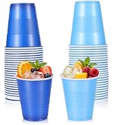 YINCL [50 Pcs] Blue Plastic Drinking Cups - 12 OZ Disposable Party Cups | Light &amp; Baby Blue Cups ...