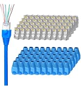 Brileine Shielded RJ45 Connectors, Cat 6 RJ45 Pass Through Shielded Plugs 50-Pack, Gold Plated Mo...