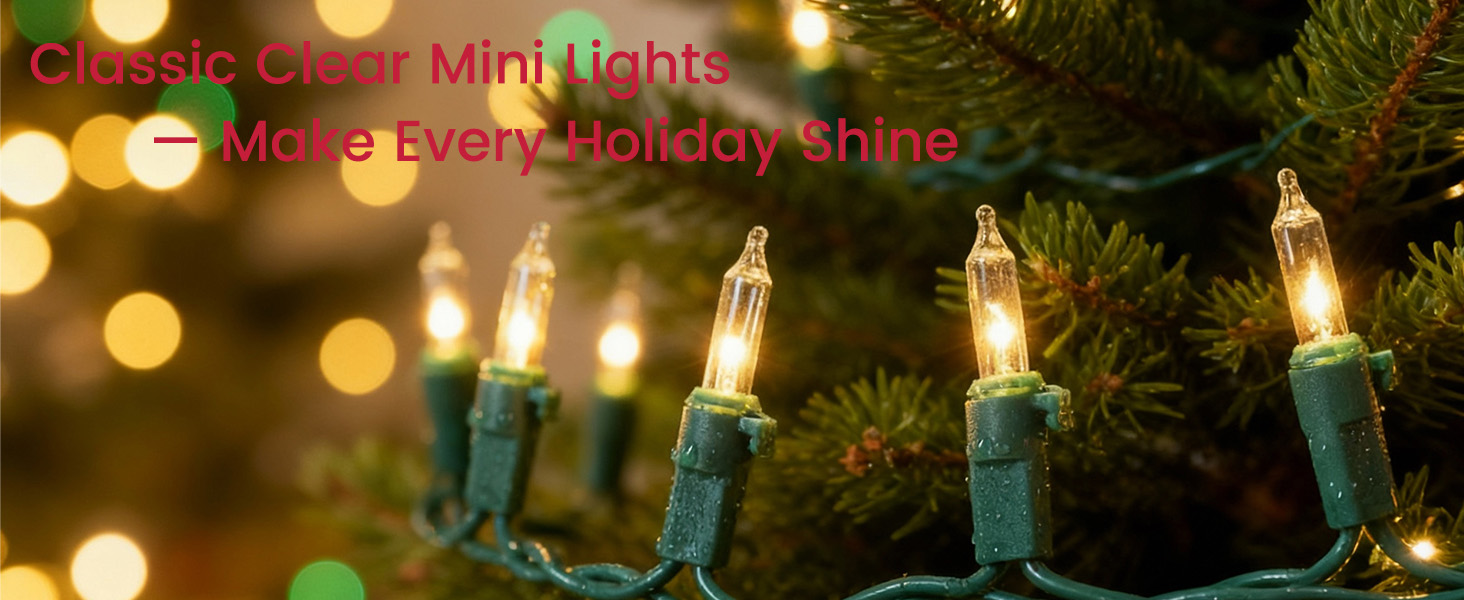 incandescent Christmas tree lights wraping with the tree
