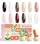 MelodySusie 16.5ml Sweet Scent Gel Nail Polish Set, 10 Classic Nude Colors, with 2Pcs No Wipe Gla...
