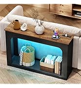 CHOEZON 47.2” Long Console Table, Narrow Entryway Table with Charging Station and LED Lights, 2-T...