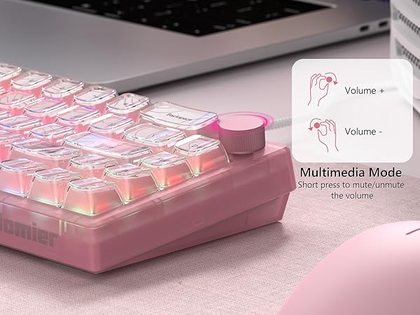 60% Gaming Keyboard Pink, QMK/VIA Creamy Mechanical Keyboard Topographic