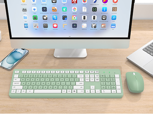 Wireless Keyboard and Mouse Combo, Full Size Silent Ergonomic Keyboard Mouse