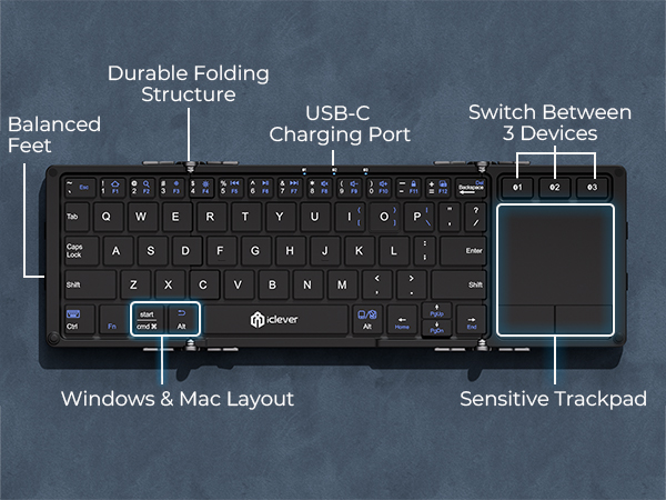 Foldable Keyboard with Touchpad