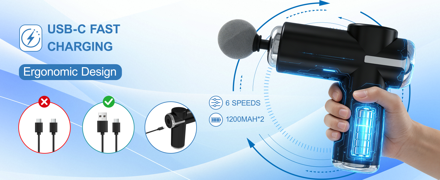 Handheld Massage Gun with 5 Massages Heads