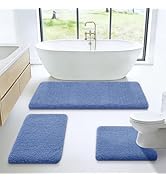 Microfiber Thick Bathroom Rugs Set 3 Piece, Flurry Non Slip Bath Rug, Ultra Soft Plush Absorbent ...