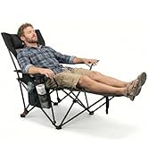 HASIKA Reclining Camping Chair with Footrest, Ultra-Lightweight Portable Folding Lounge Chair for...