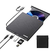 ORIGBELIE External DVD Drive, CD Drive USB 3.0 Typle C CD/DVD ROM +/-RW Adapter with USB Port DVD...
