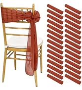 Showgeous 30 Pcs Terracotta Chair Sashes for Wedding Chair Decorations, Cheesecloth Chair Bow Sas...