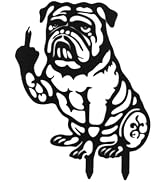 DS. DISTINCTIVE STYLE Funny Bulldog Metal Garden Decor Outdoor Yard Art Iron Silhouette Statue fo...