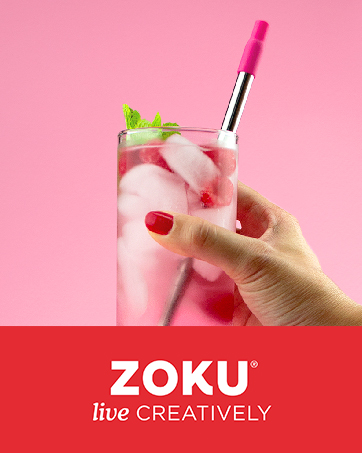 Hand holding drink with ZOKU straw