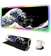 RGB Gaming Mouse Pad Large, AIMSA Keyboard Led Mousepad Extended 35.4 x 15.8 inch Non-Slip Rubber...