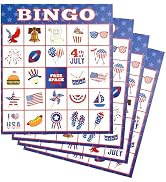 Iconikal 32 Player Bingo Game Set, Patriotic, American Flag, America Map, Independence Day, 4th o...