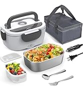 Electric Heated Lunch Box for Adults/Men/Women 80W Portable Food Warmer with 12V/24V/110V/220V St...