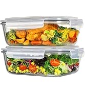 Vtopmart 2Pack 2260ml/ 76.4oz Large Glass Storage Containers with Lids, Meal Prep Food Container ...